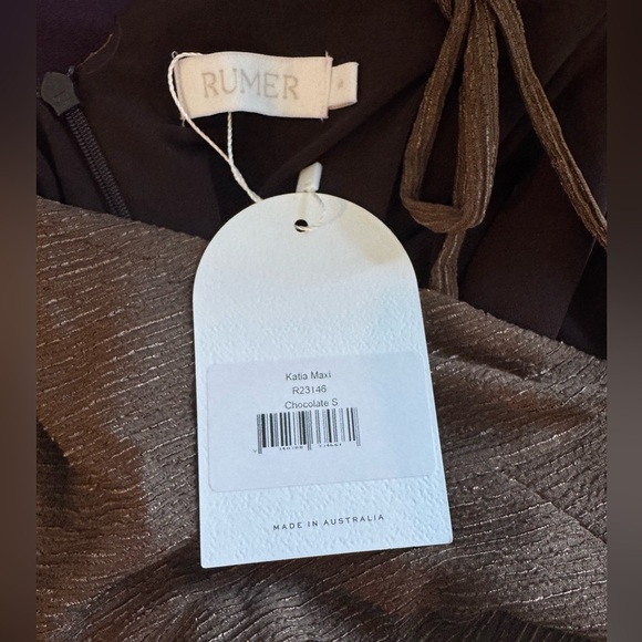 NWT RUMER Katia Maxi Dress Chocolate Small - Picture 7 of 9